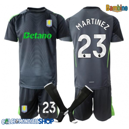 Maglie da calcio Aston Villa Emiliano Martinez #23 Portiere Prima Maglia Bambino 2025-26 Manica Corta + Pantaloni corti)